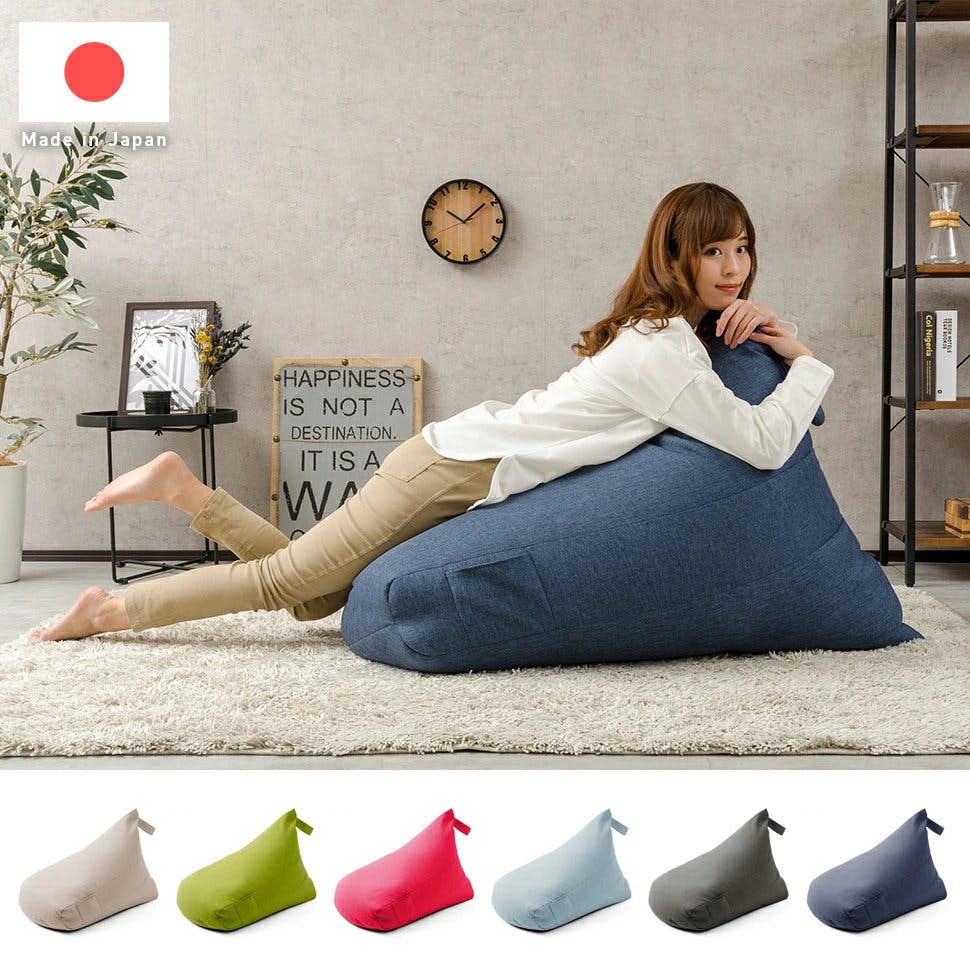 L 新品 ビーズクッション インディゴ ビーズソファ コンプ 1人用 フロア ビーズクッション Lサイズ 幅約63cm 三角 スゴビーズ フロアソファー