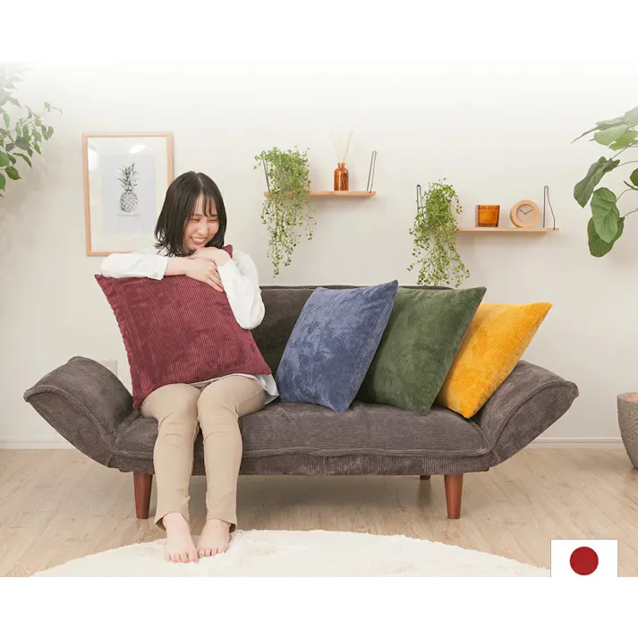 クッション コーデュロイ生地 ベージュ カバーが洗える 日本製 DC23-689BE【別送品】