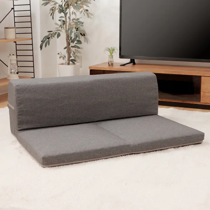 和楽のIMONIA ローソファー 2人掛け TVまくら デニム調アッシュグレー カバーが洗える 日本製 A573a-W-606GY【別送品】