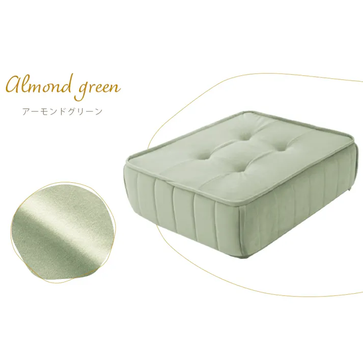 フロアクッション 単品 ベロア生地 ライトグレー 日本製 A1149a-722GRY【別送品】