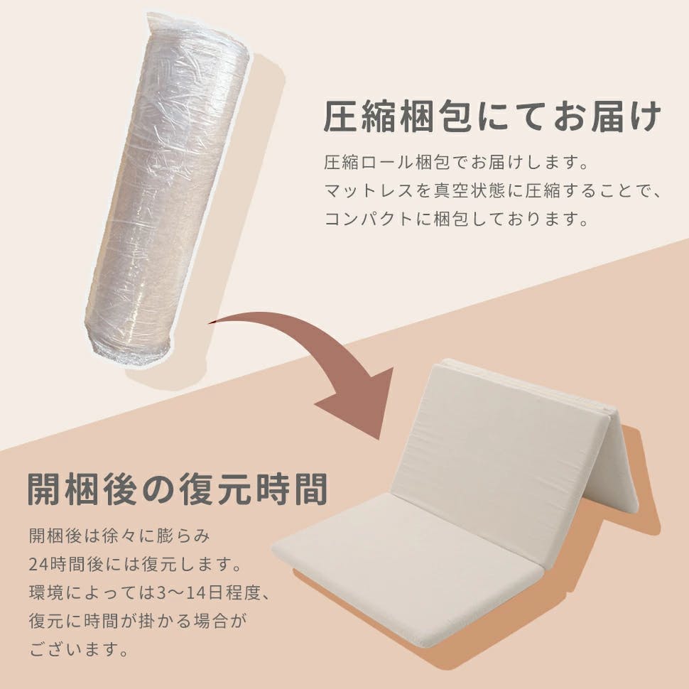 マットレス シングル 三つ折り ウレタン 丸いフォルム 5層構造 厚さ6cm