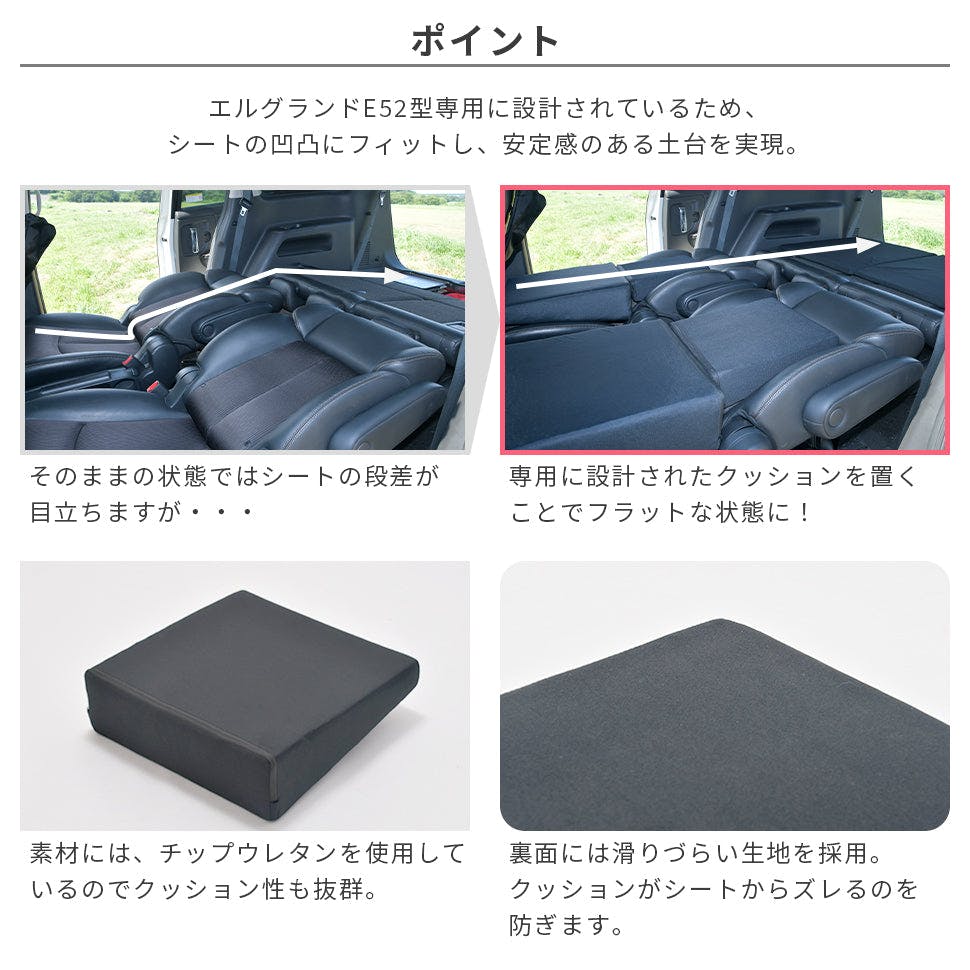 車中泊フラットマット エルグランド専用 E52 全席用 カーテンセット