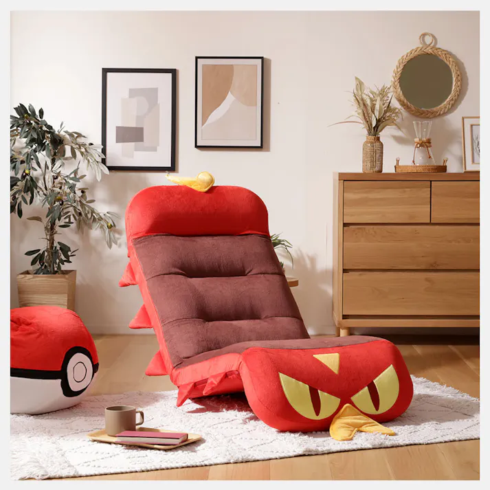 ポケモン 座椅子 ヤクデ 頭部脚部リクライニング 日本製 A1400a-653【別送品】