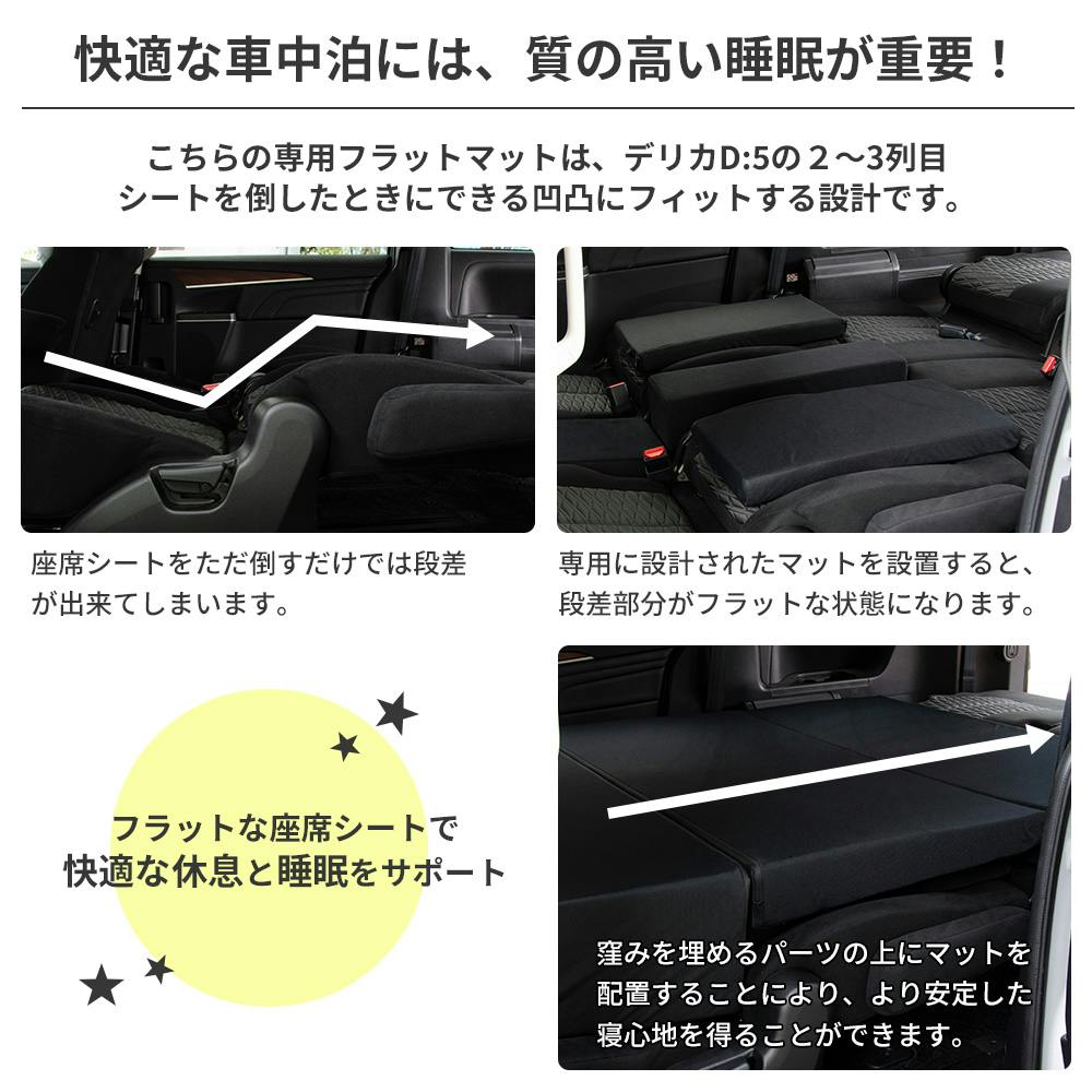 車中泊マットレス デリカD5専用 7人乗り用 全席用 日本製 A1600a-7-602