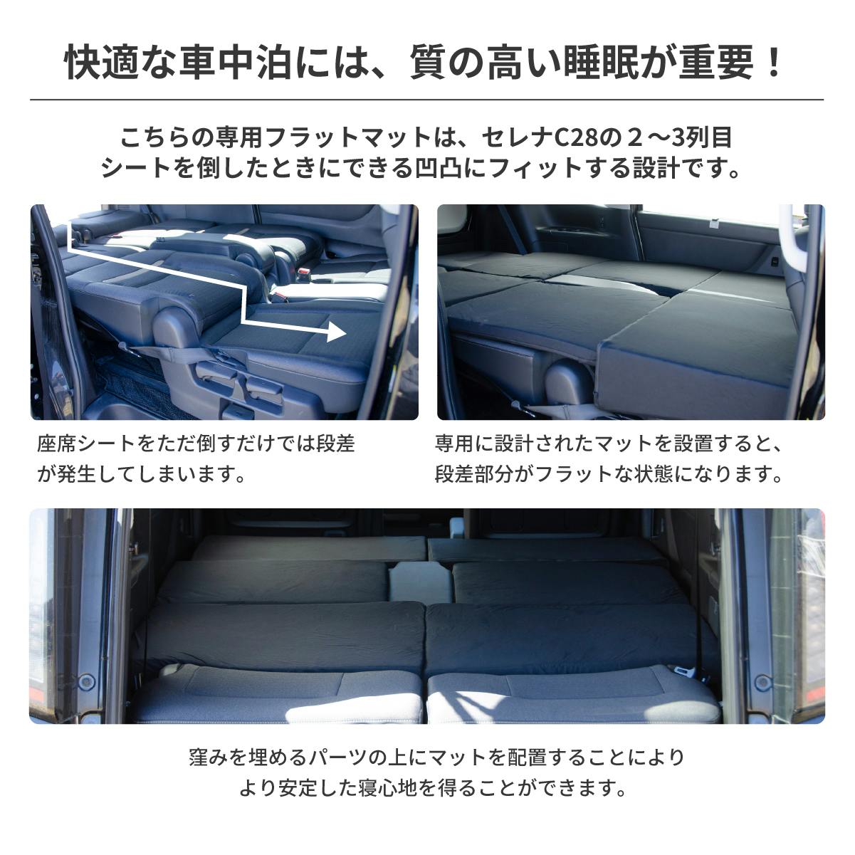 車中泊マットレス 日産 セレナ専用 C28 8人乗り用 全席用 日本製