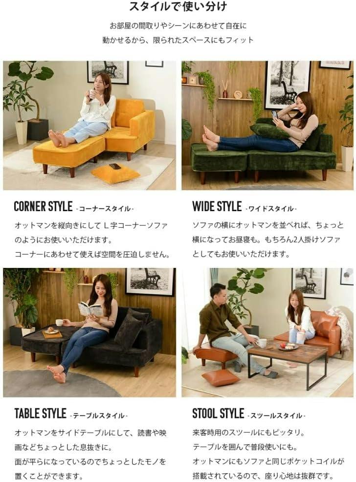 ソファー 2人掛け 肘掛け 左肘 ソフトタイプ クッション付き