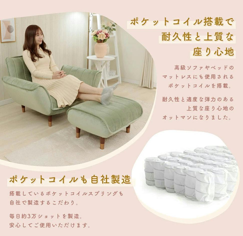 オットマン 1人掛け ソフトタイプ スツール 脚置き ベロア生地
