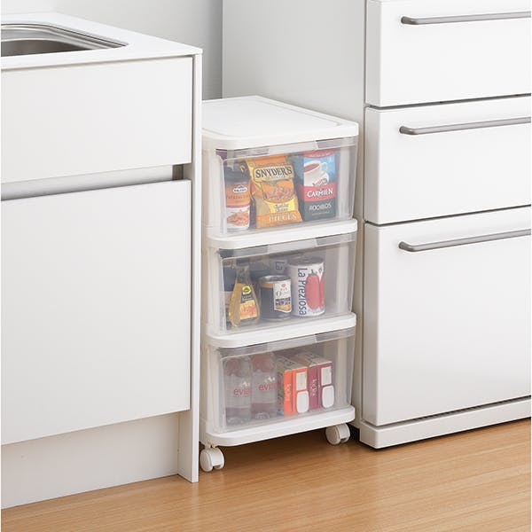 SANKA サンカ アチェスト 3段 ホワイト/シボ W340×D420×H675mm 押入れ