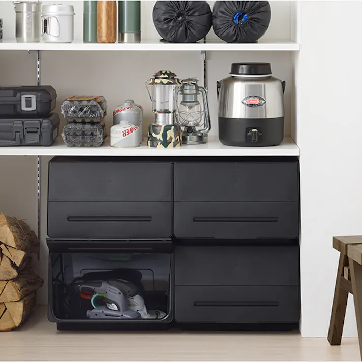 SANKA squ+ サンカ 収納ボックス BL-30BK 4個組 ブラック 色 (幅44.5×奥行き34×高さ31cm) ビックエル 小物収納 まとめ買い 整理整頓 すっきり BL-30BK-4【別送品】