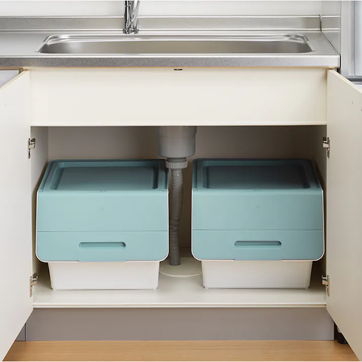 SANKA squ+ サンカ フロック 重ねて使える蓋付き衣装ケース froq fr-30BL/WH 8個組 ブルー おしゃれな大容量収納 引き出さずに使える前面開閉式 (幅38.5×奥行46×高さ31cm) fr-30BLWH-8【別送品】