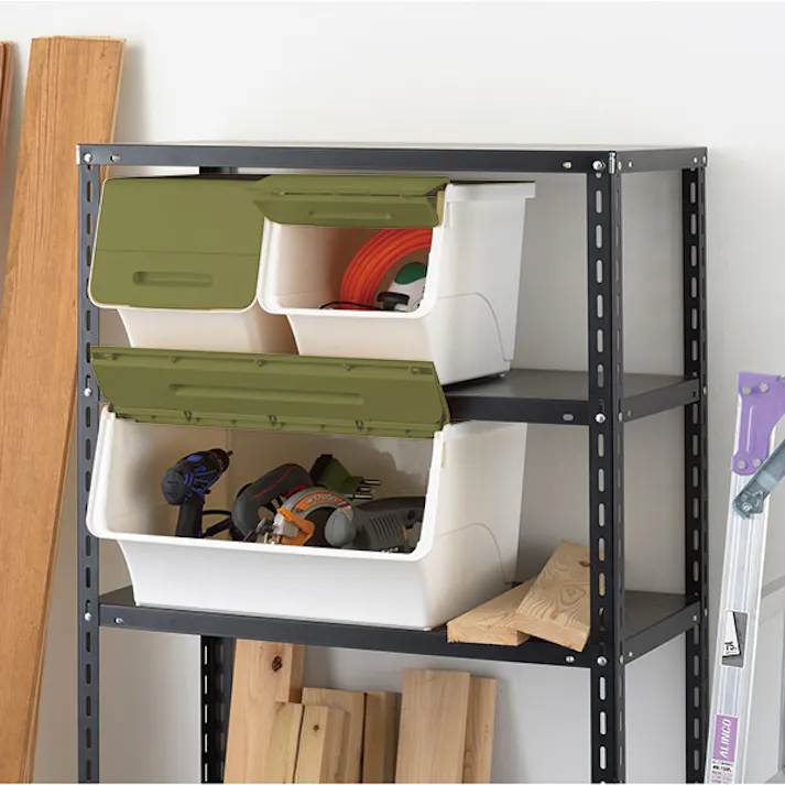 SANKA squ+ サンカ フロック 重ねて使える蓋付き衣装ケース froq fr-S30KA/WH 8個組 スリム サンド カーキ おしゃれな大容量収納 引き出さずに使える前面開閉式 (幅28.5×奥行46×高さ31cm) fr-S30KAWH-8【別送品】