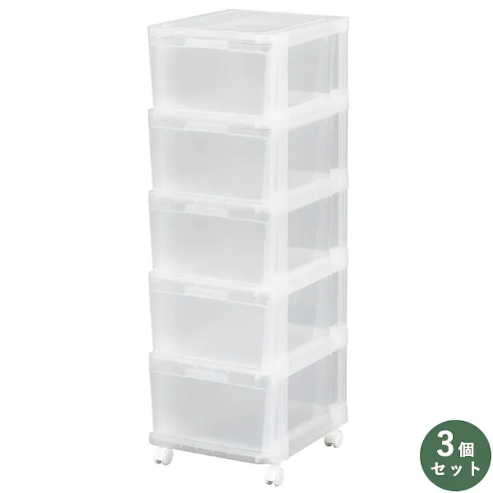 SANKA Natura サンカ チェスト squ+ ナチュラ アチェスト 5段 Nac-05CL 3個組 クリア W264×D420×H1060mm 押入れ クローゼット 衣類収納 Nac-05CL-3【別送品】