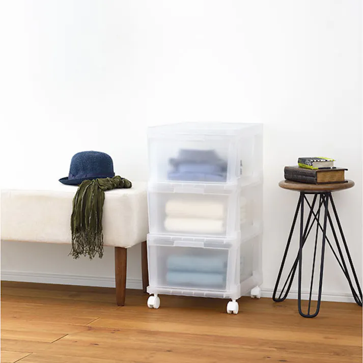 SANKA Natura サンカ チェスト squ+ ナチュラ アチェスト 5段 Nac-05CL 3個組 クリア W264×D420×H1060mm 押入れ クローゼット 衣類収納 Nac-05CL-3【別送品】