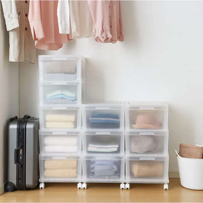 SANKA Natura サンカ チェスト squ+ ナチュラ アチェスト 5段 Nac-05CL 3個組 クリア W264×D420×H1060mm 押入れ クローゼット 衣類収納 Nac-05CL-3【別送品】