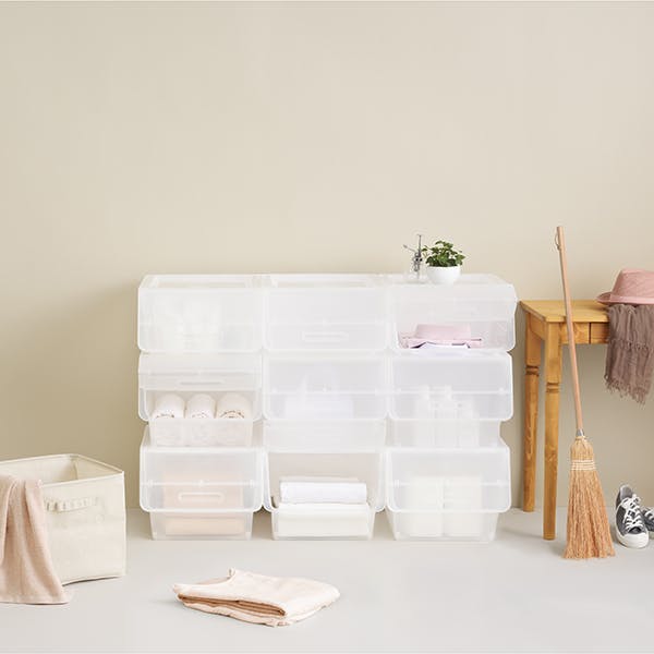 SANKA squ+ サンカ フロック 重ねて使える蓋付き衣装ケース スリム 浅