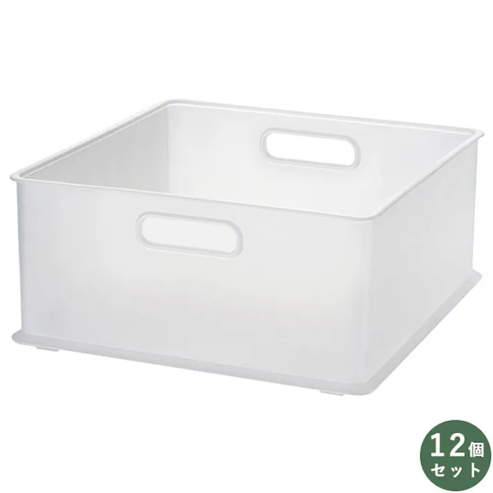 SANKA squ+ サンカ インボックス 収納ボックス 横型 1/3サイズ NIB-YSCL 12個組 クリア (幅26.3x奥行26.3x高さ12cm) 3方向取っ手付き 積み重ね可能 おしゃれ 引き出し 日本製 収納ケース NIB-YSCL-12【別送品】