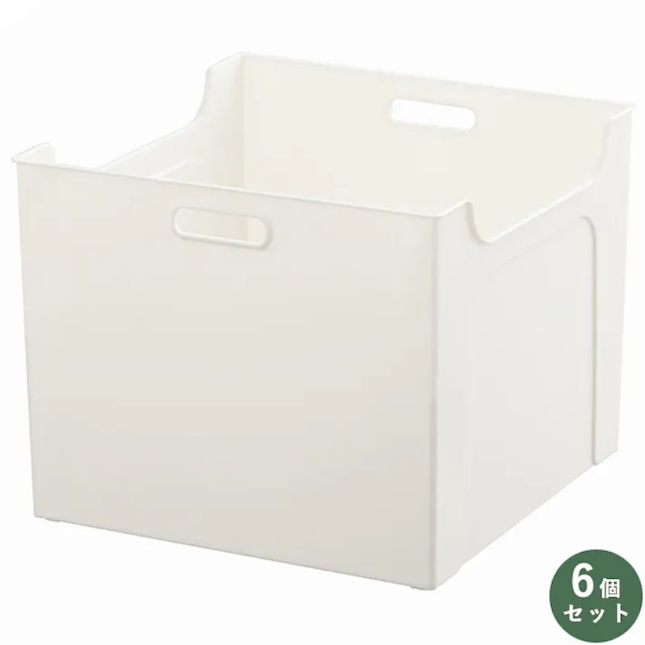 SANKA squ+ サンカ ソートボックス 収納ボックス ファイルケース NSO-BLWH 6個組 L ホワイト (幅32.9x奥行32.9x高さ26.3cm) ファイルボックス 簡単お手入れ 清潔 書類 キッチン日本製 NSO-BLWH-6【別送品】