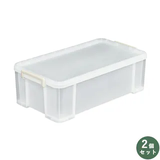 SANKA squ+ サンカ 収納ボックス 蓋付き キャスター付き コンテナ トラックス 72 M NTK-72MCL 2個組 クリア (幅39.2x奥行71.6x高さ23.8cm) 押入れ クローゼット 頑丈 ロック バックル 日本製 NTK-72MCL-2【別送品】