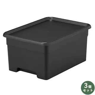 SANKA squ+ サンカ 収納ボックス M サイズ OB-MBK 3個組 ブラック 色 (幅29×奥行40×高さ19cm) オンボックス 日本製 OB-MBK-3【別送品】