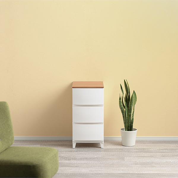 イエロー 3段チェスト ホワイト天板 イエロー 3段チェスト ホワイト天板 ROOM＆HOME組立式木天板チェスト