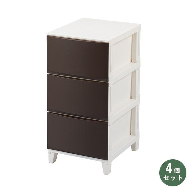 SANKA squ+ サンカ ルームス 収納 チェスト RSD-S343BR 4個組 ブラウン スリム 3段 (幅34×奥行42×高さ68cm) 簡単組み立て 押入れ・クローゼットワゴン・チェスト SANKA squ+ サンカ ルームス 収納 チェスト RSD-S343BR 4個組 ブラウン スリム 3段 (幅34×奥行42×高さ68cm) 簡単組み立て 押入れ・クローゼットワゴン・チェスト