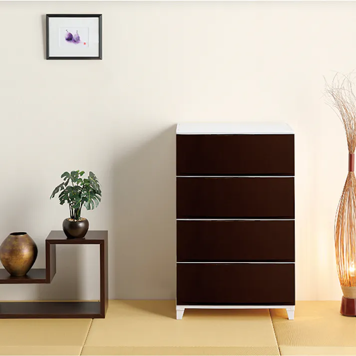 SANKA squ+ サンカ ルームス 収納 チェスト RSD-S544BR 2個組 ブラウン ワイド 4段 (幅54×奥行42×高さ87.5cm) 簡単組み立て 日本製 衣装ケース タンス RSD-S544BR-2【別送品】