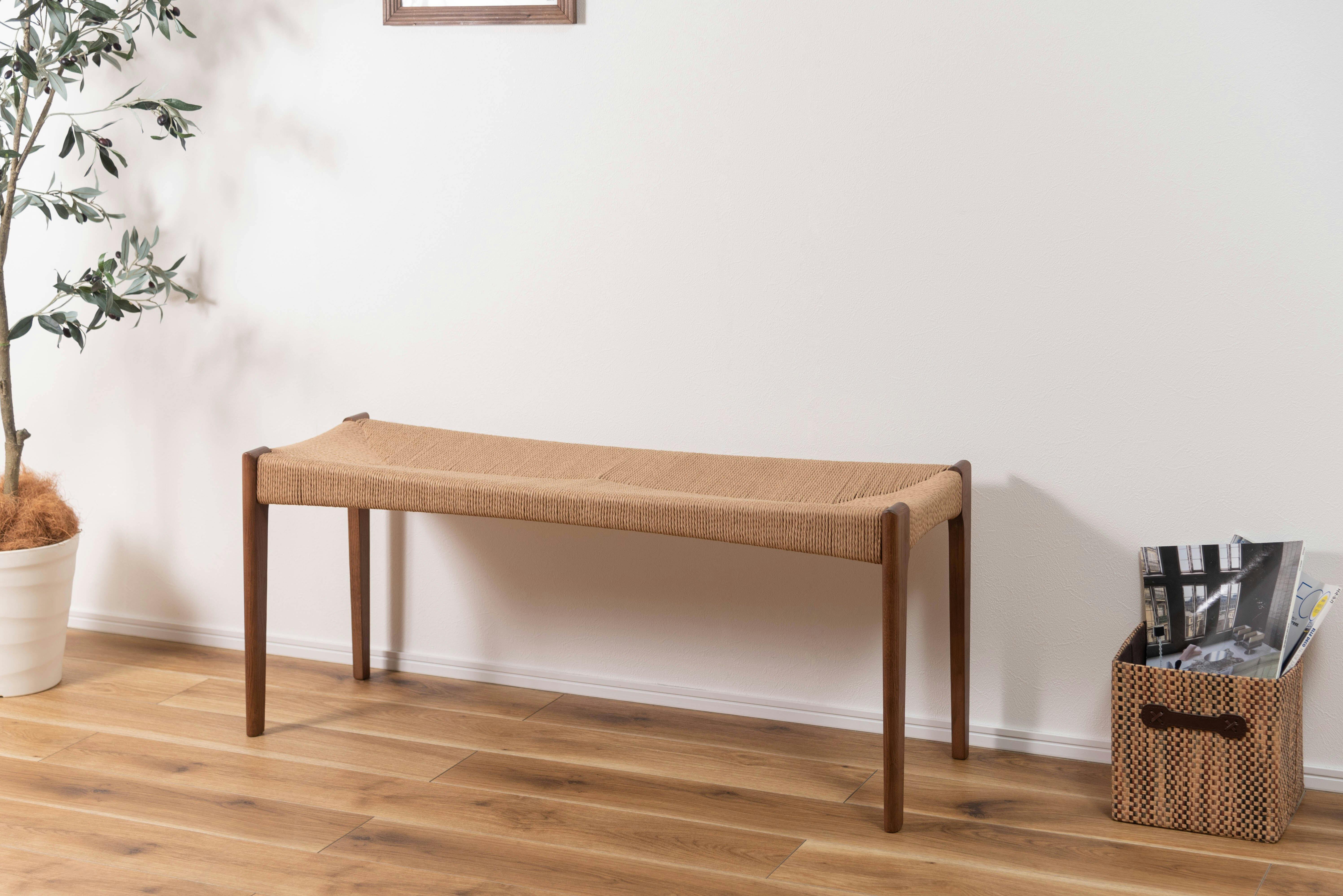 東谷 Room Essence ペーパーコードベンチ ブラウン Size：105×36×46