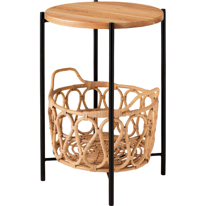 東谷 Room Essence バスケット付きサイドテーブル ナチュラル Size:43.5×43.5×60 【4985155230037】 GUY-822NA【別送品】