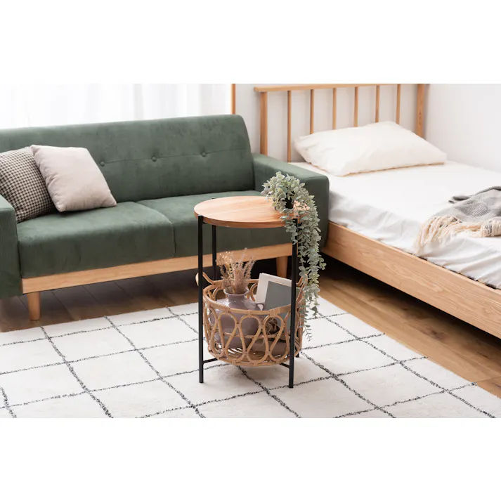 東谷 Room Essence バスケット付きサイドテーブル ナチュラル Size:43.5×43.5×60 【4985155230037】 GUY-822NA【別送品】
