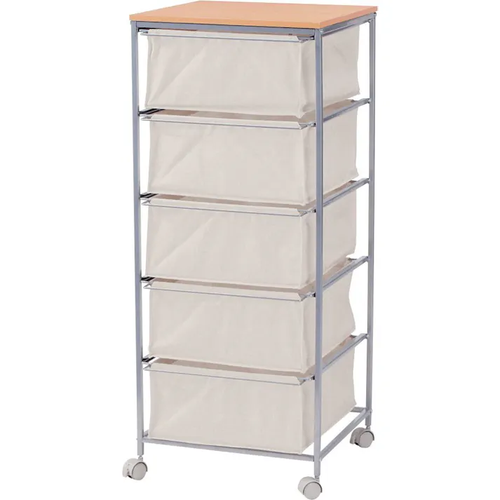 東谷 Room Essence キャンバスチェスト5段 ベージュ Size:43×44×101.5 【4985155018215】 MIP-279【別送品】