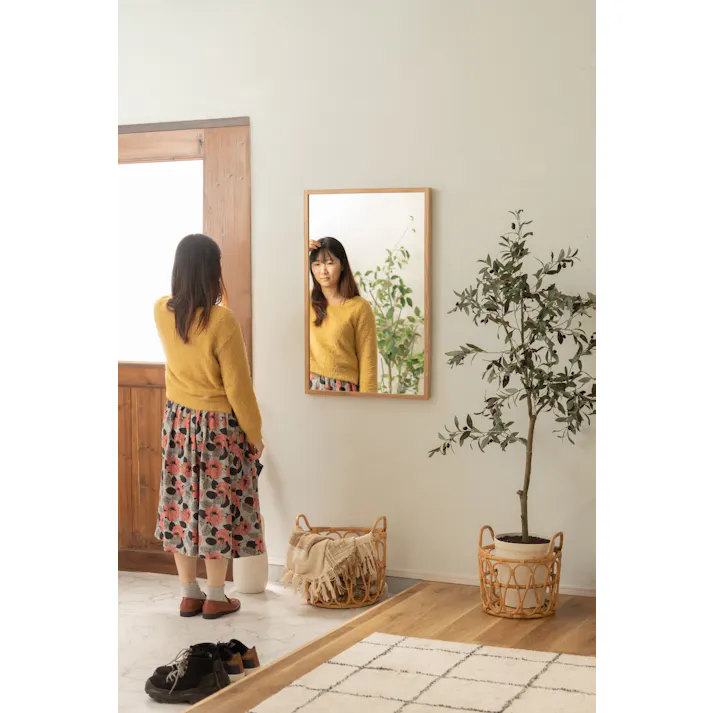 東谷 Room Essence ウォールミラー ナチュラル Size:58×3×88 【4985155220502】 MTK-311NA【別送品】