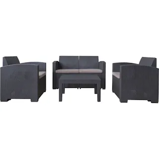 東谷 Room Essence ガーデンリビング 4点セット ダークグレー Size:1Pソファ68×63×76×SH44 2Pソファ120×63×76×SH44 テーブル71×51×38.5 【4985155206070】 ODS-102【別送品】