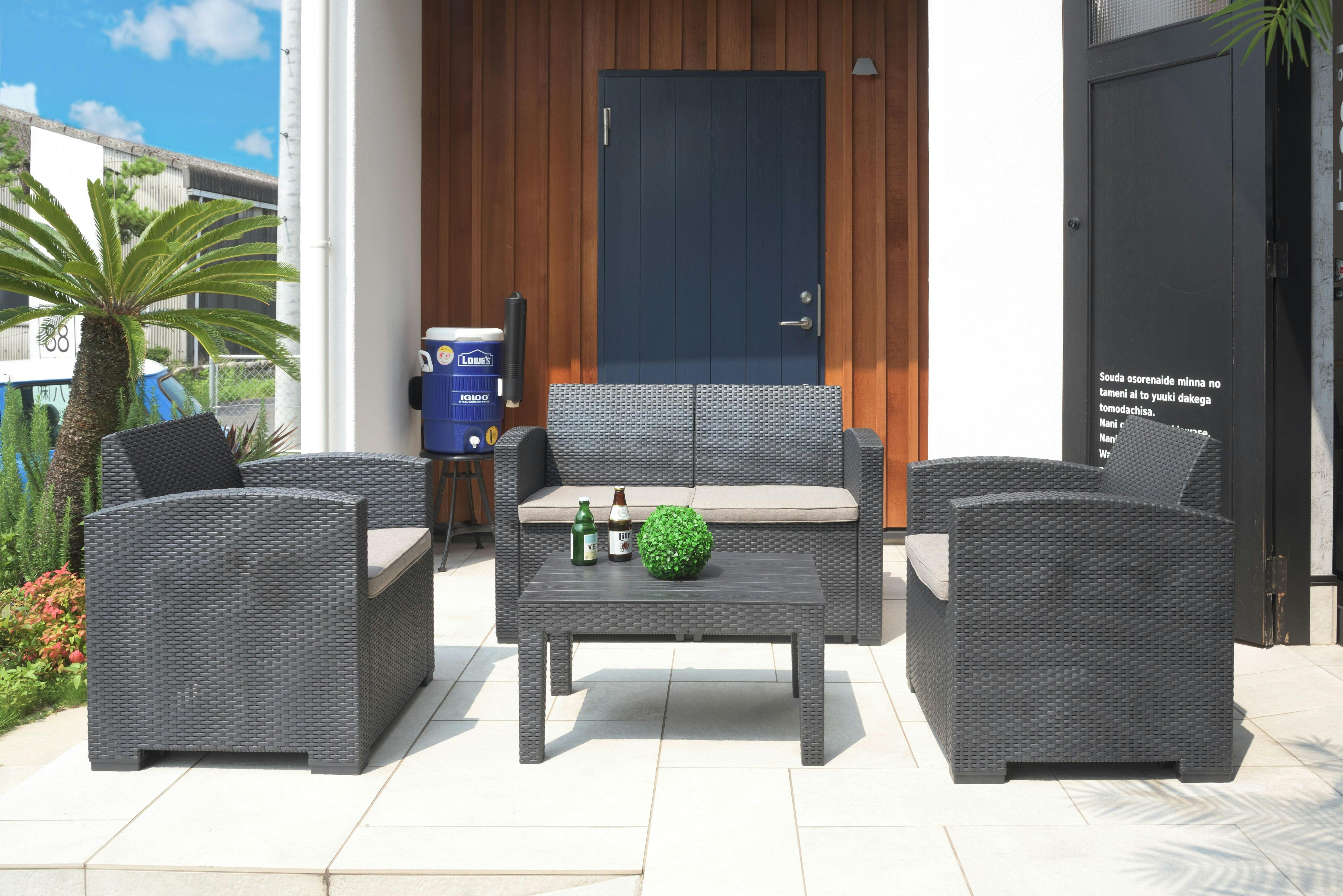 東谷 Room Essence ガーデンリビング 4点セット ダークグレー