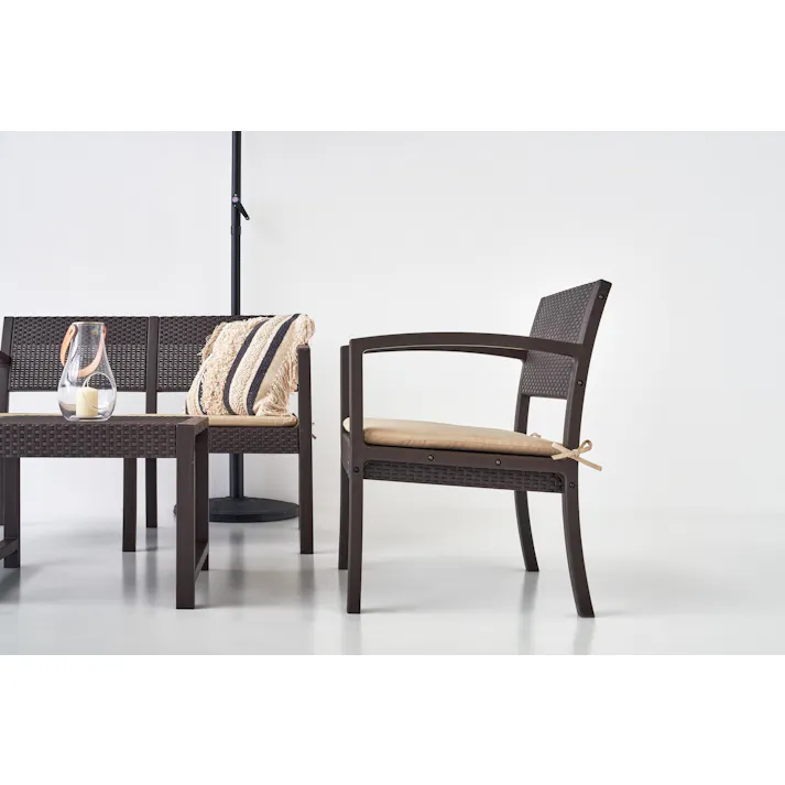 東谷 Room Essence ガーデンリビング4点セット ブラウン Size:1Pソファ58.5×61×75.5×SH41、2Pソファ112×61×75.5×SH41、テーブル58×51×42 【4985155223978】 ODS-104【別送品】