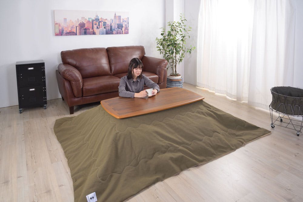 東谷 Room Essence 薄掛コタツ布団 長方形 カーキ Size：190×230