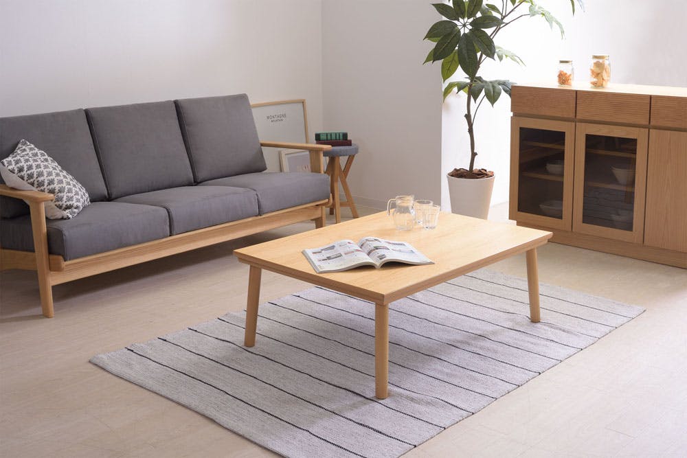 こたつ　[どこぞに寝とるん] カリンのブラッキー　美品 東谷 Room Essence フラットヒーターコタツ ナチュラル