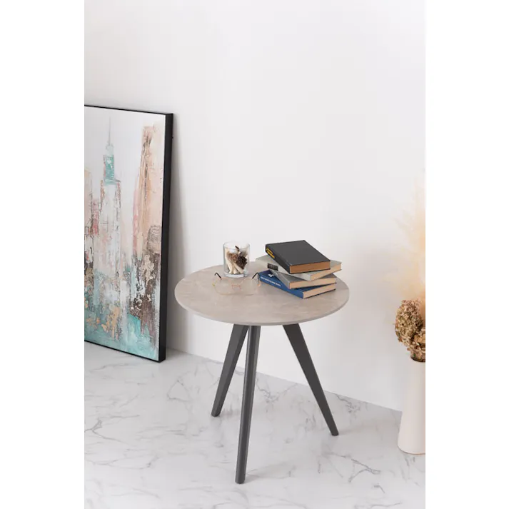 東谷 Room Essence ラウンドサイドテーブル グレー Size:50×50×50 ソファー ベッド 【4985155232772】 TAP-205GY【別送品】