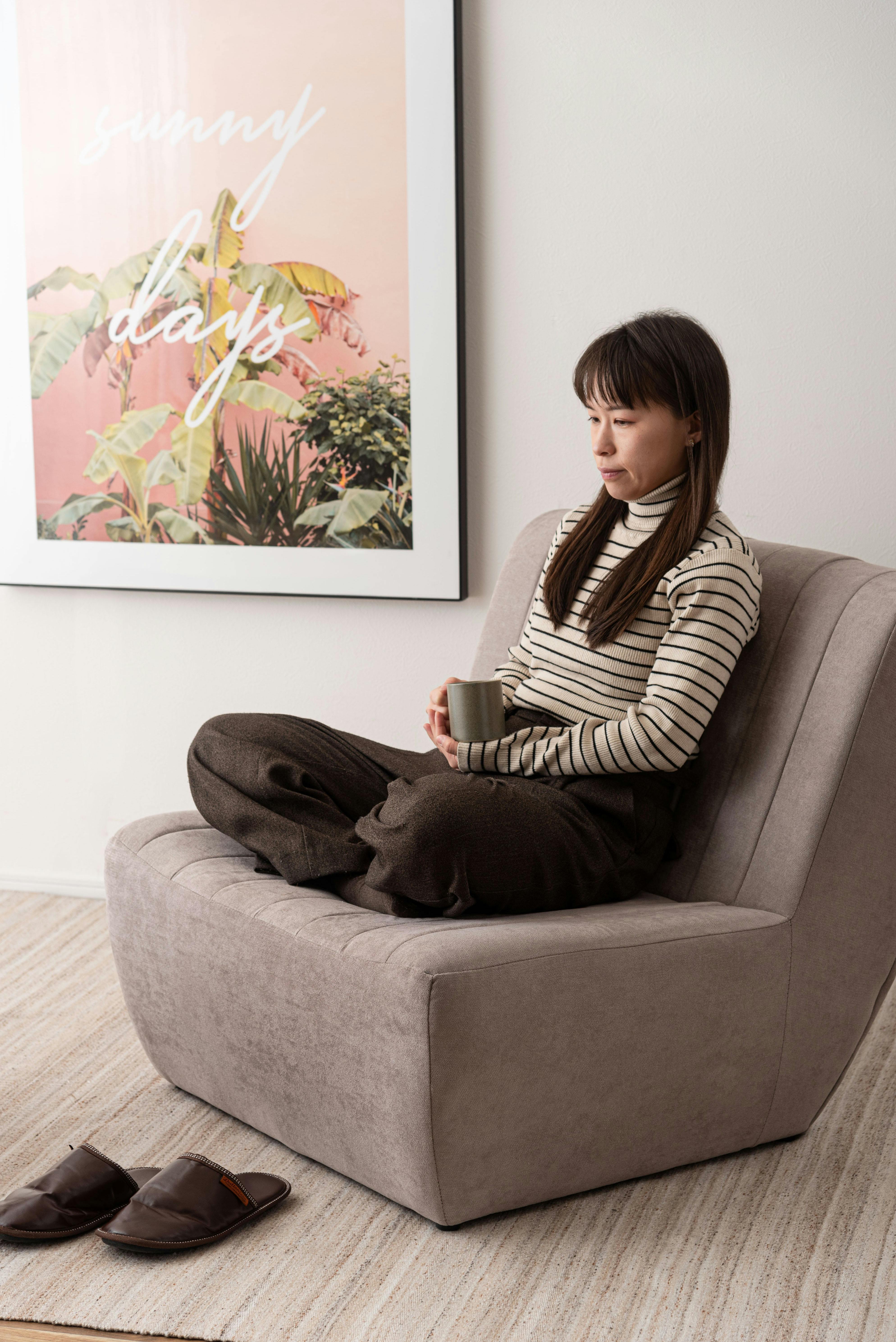 Room Essence フロアソファ W80×D88×H75×SH33 ベージュ 完成品