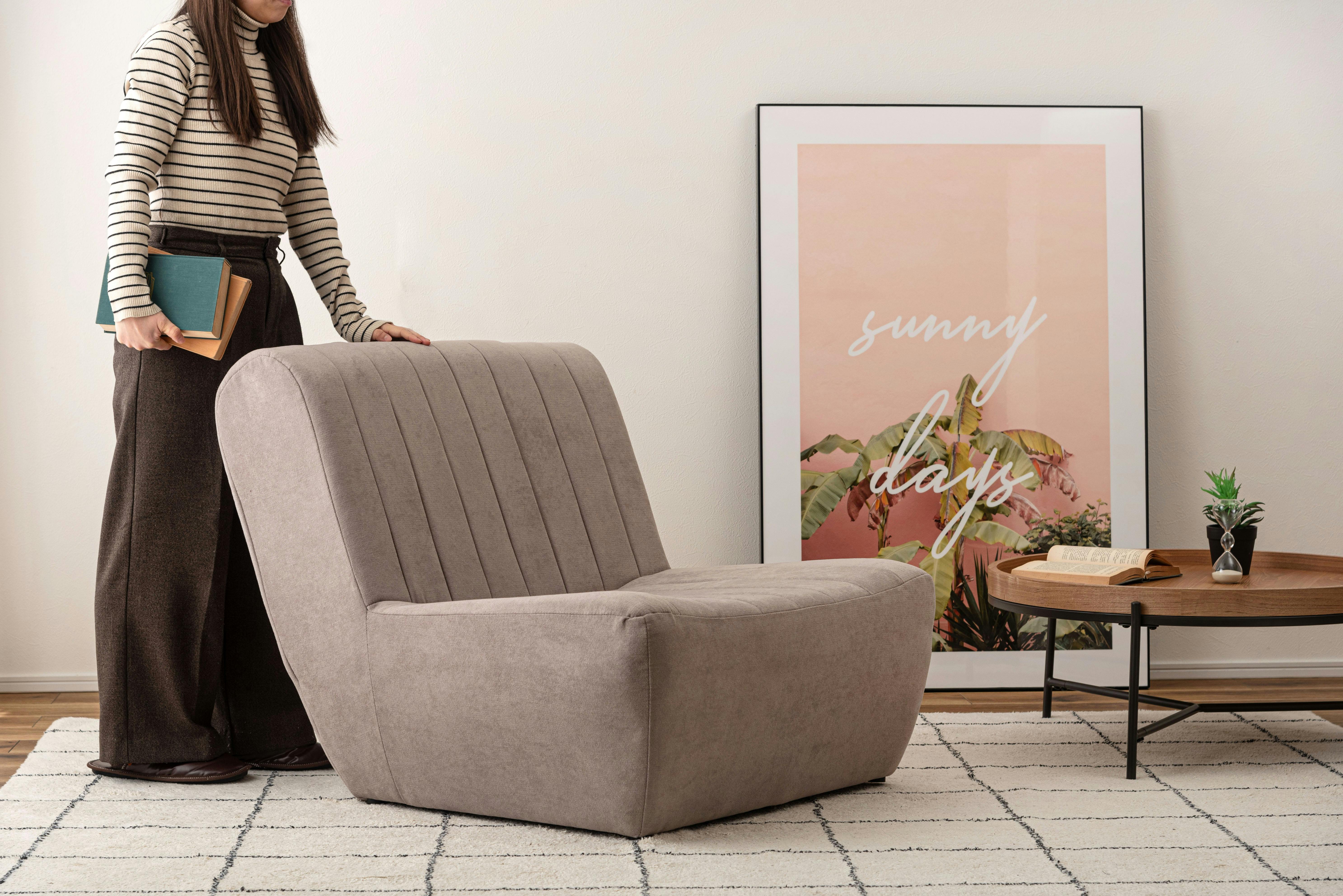 Room Essence フロアソファ W80×D88×H75×SH33 ベージュ 完成品