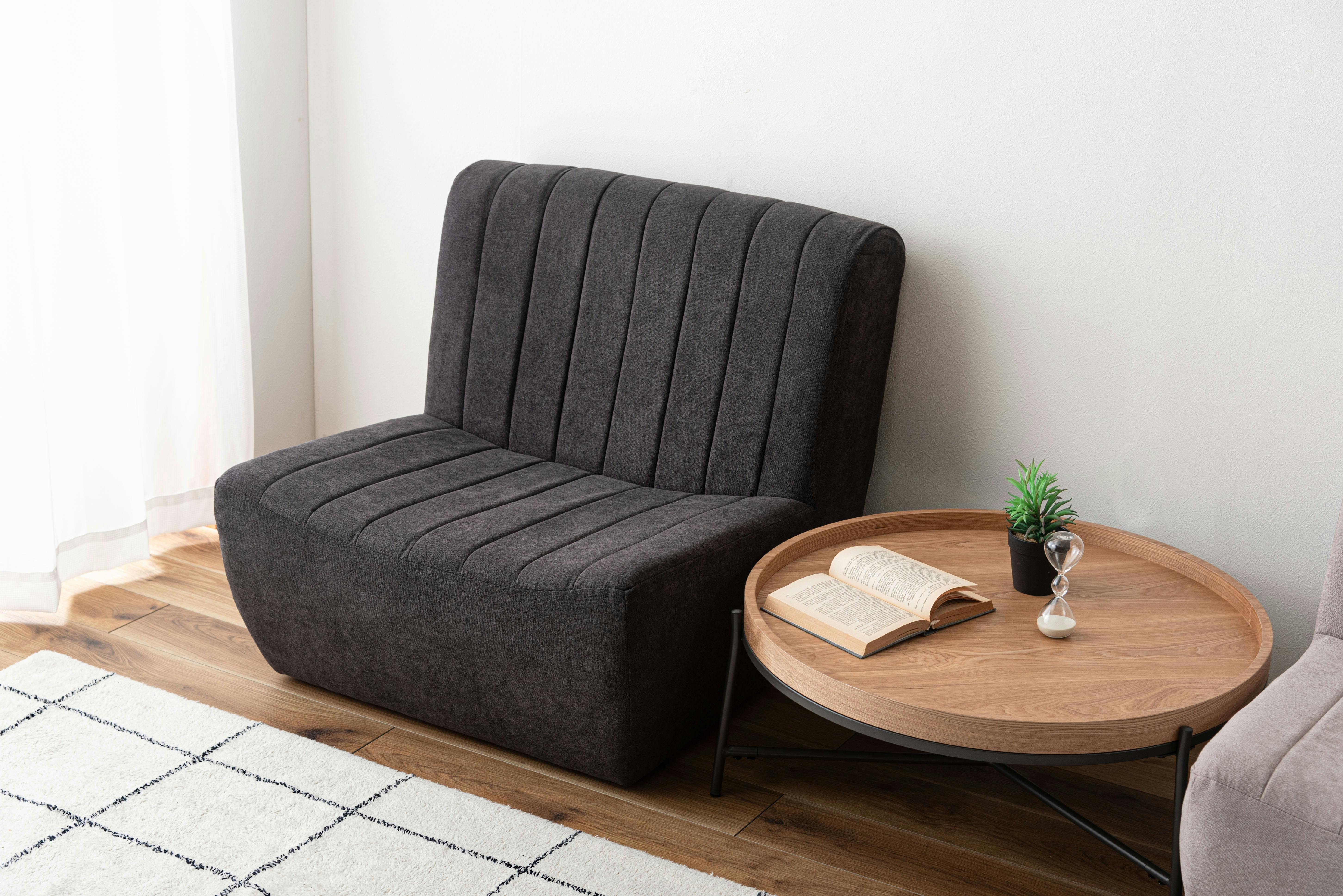 Room Essence フロアソファ W80×D88×H75×SH33 チャコールグレー 完成品