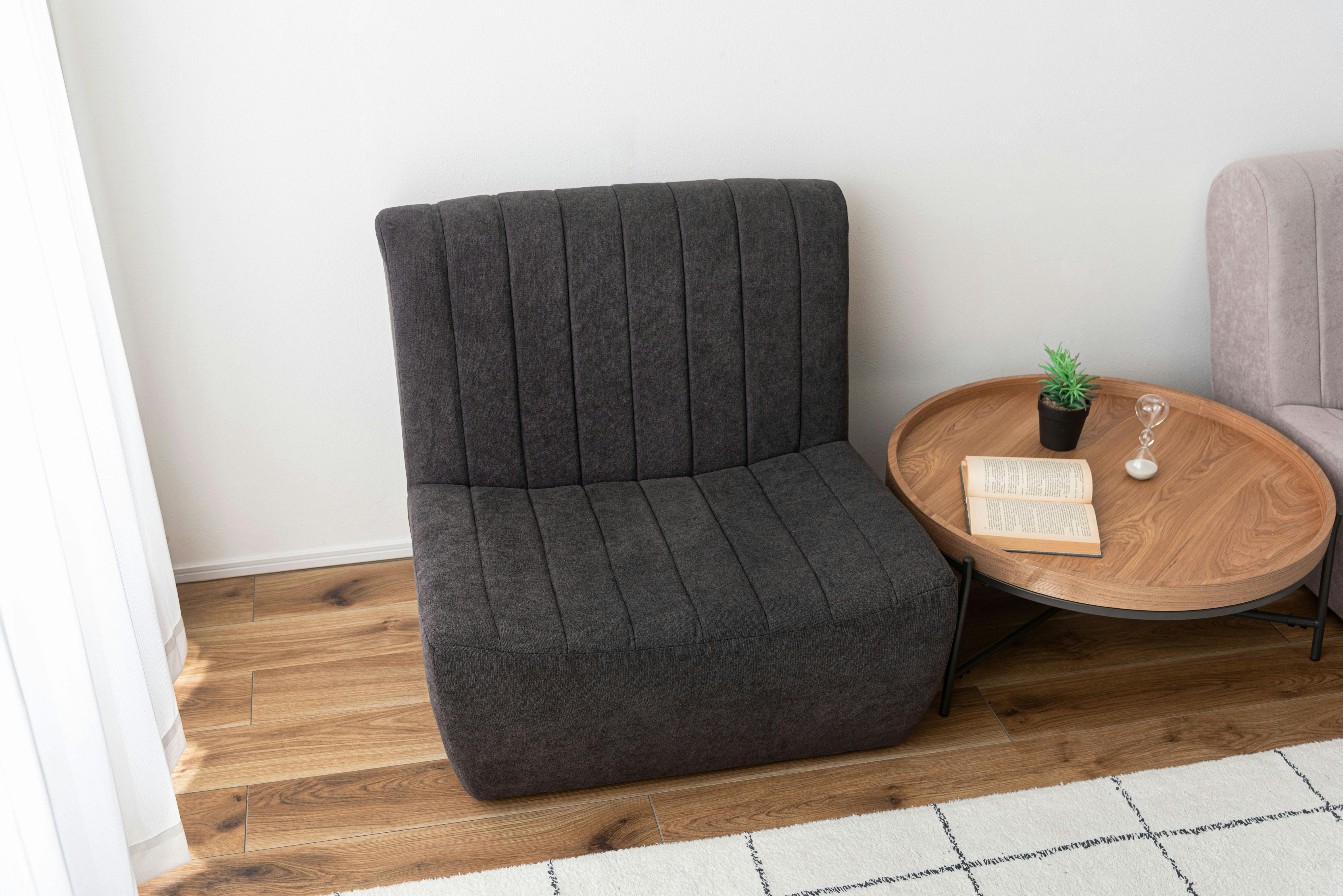 Room Essence フロアソファ W80×D88×H75×SH33 チャコールグレー 完成品