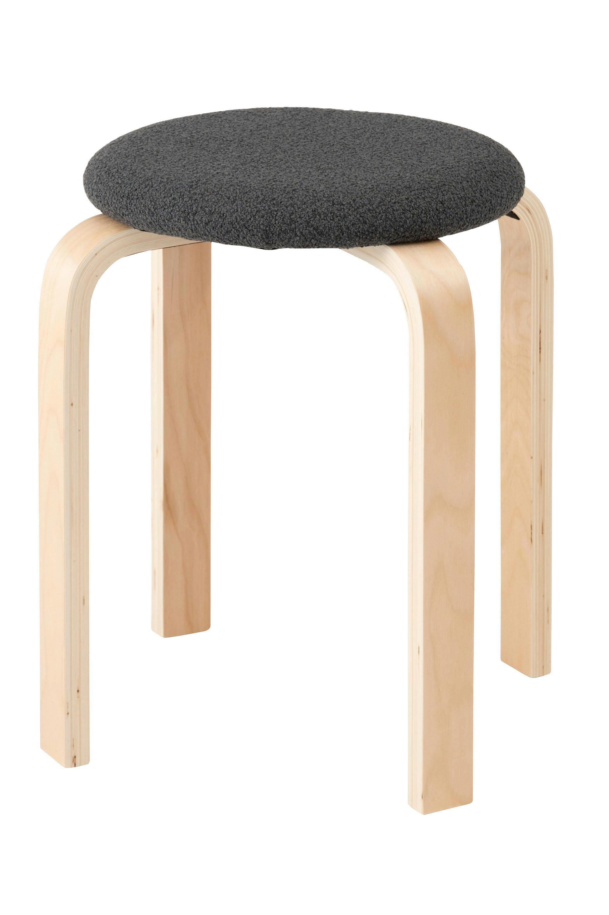 Room Essence スツール W32×D32×H45 チャコールグレー 完成品 椅子 円 スタッキング ニュアンスカラー トレンド シンプル 天然木 木製 パイプ椅子