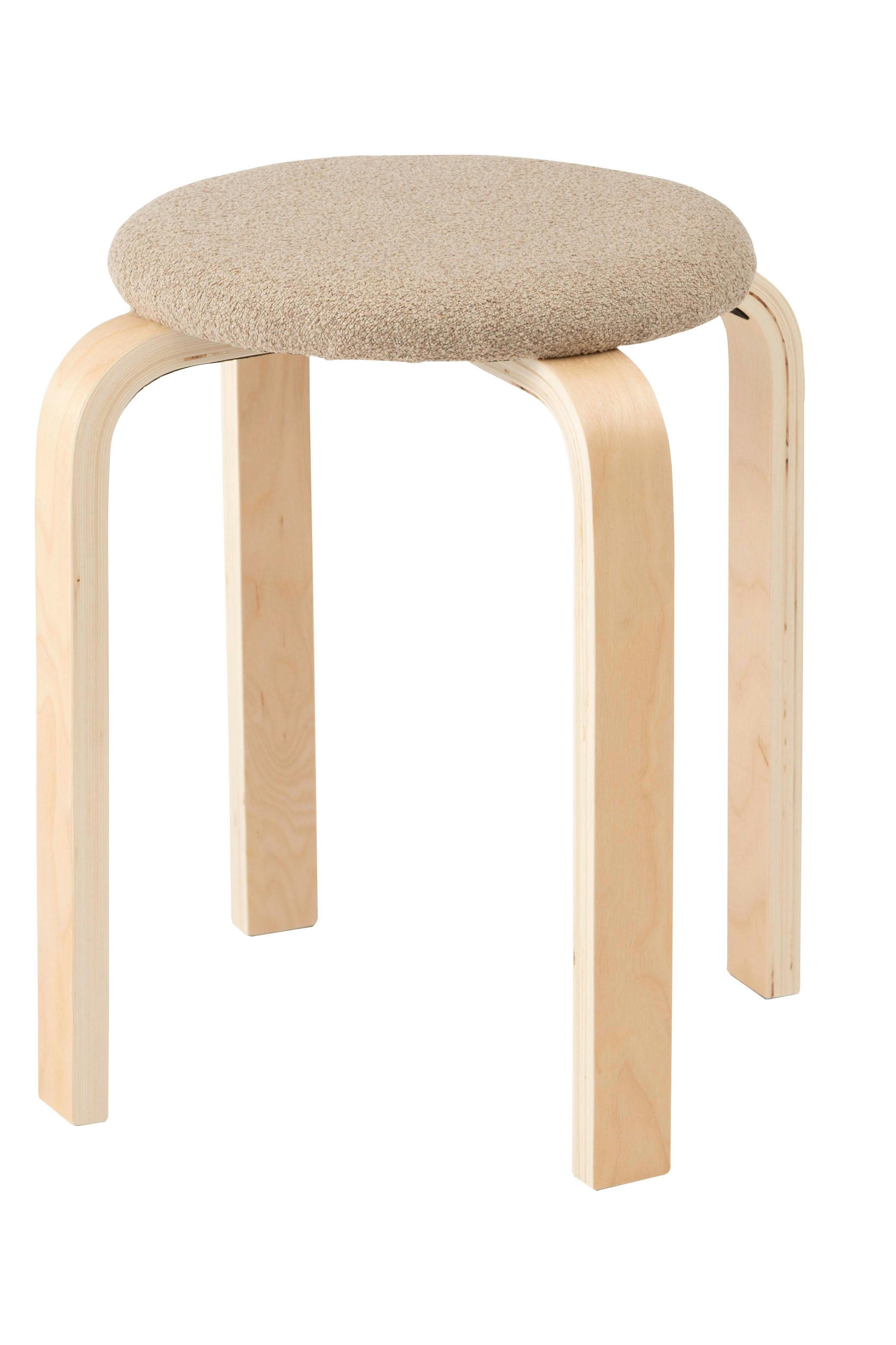 Room Essence スツール W32×D32×H45 グレーベージュ 完成品 椅子 円 スタッキング ニュアンスカラー トレンド シンプル 天然木 木製 パイプ椅子