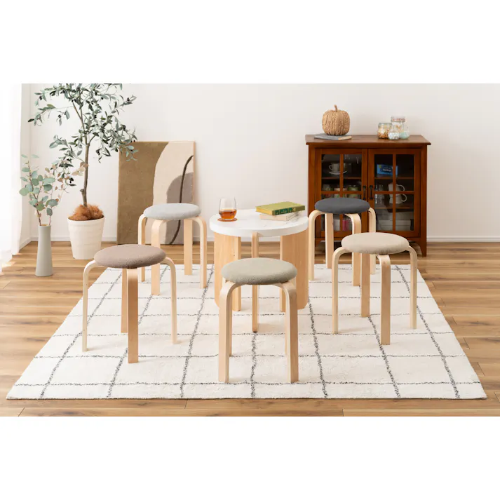 Room Essence スツール W32×D32×H45 グレーベージュ 完成品 椅子 円 スタッキング ニュアンスカラー トレンド シンプル 天然木 木製 おしゃれ ナチュラル 北欧 キッチン ラウンド CL-802GYB【別送品】