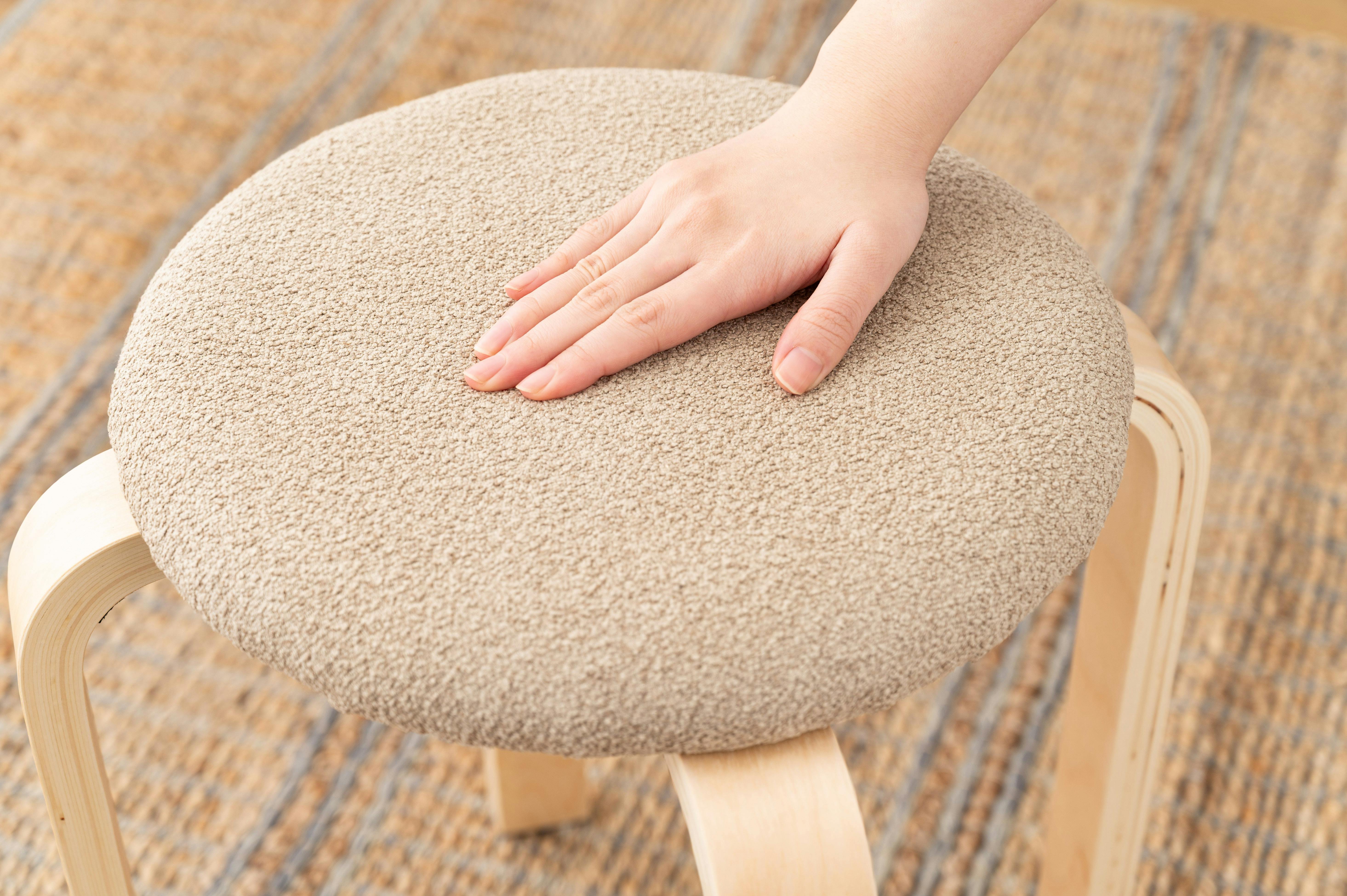 Room Essence スツール W32×D32×H45 グレーベージュ 完成品 椅子 円