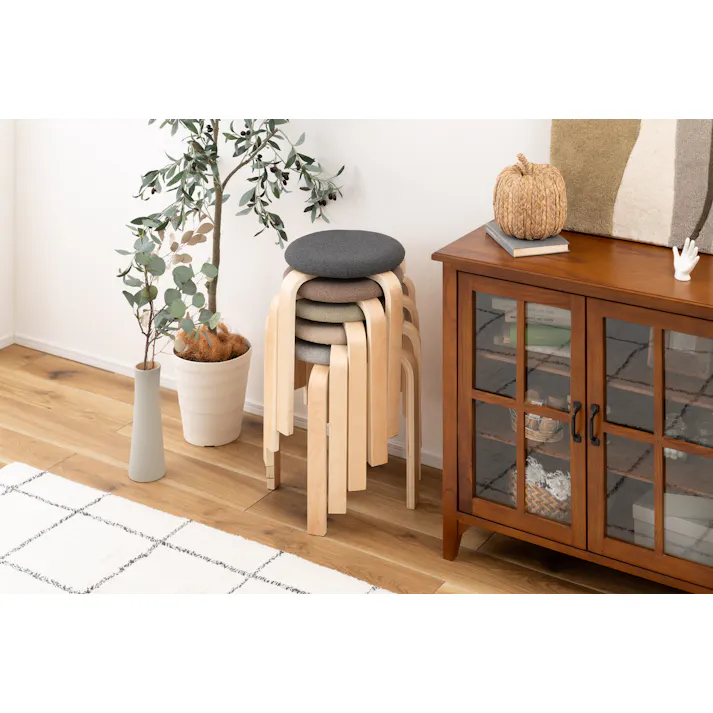 Room Essence スツール W32×D32×H45 モカブラウン 完成品 椅子 円 スタッキング ニュアンスカラー トレンド シンプル 天然木 木製 おしゃれ ナチュラル 北欧 キッチン ラウンド CL-802MBR【別送品】