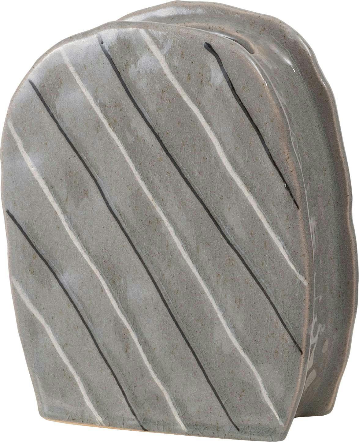 Room Essence フラワーベース W17×D7.5×H21 グレー 完成品 花瓶 花びん フラワースタンド 陶器 北欧 おしゃれ ドライフラワー シンプ グリーン・観葉植物用品