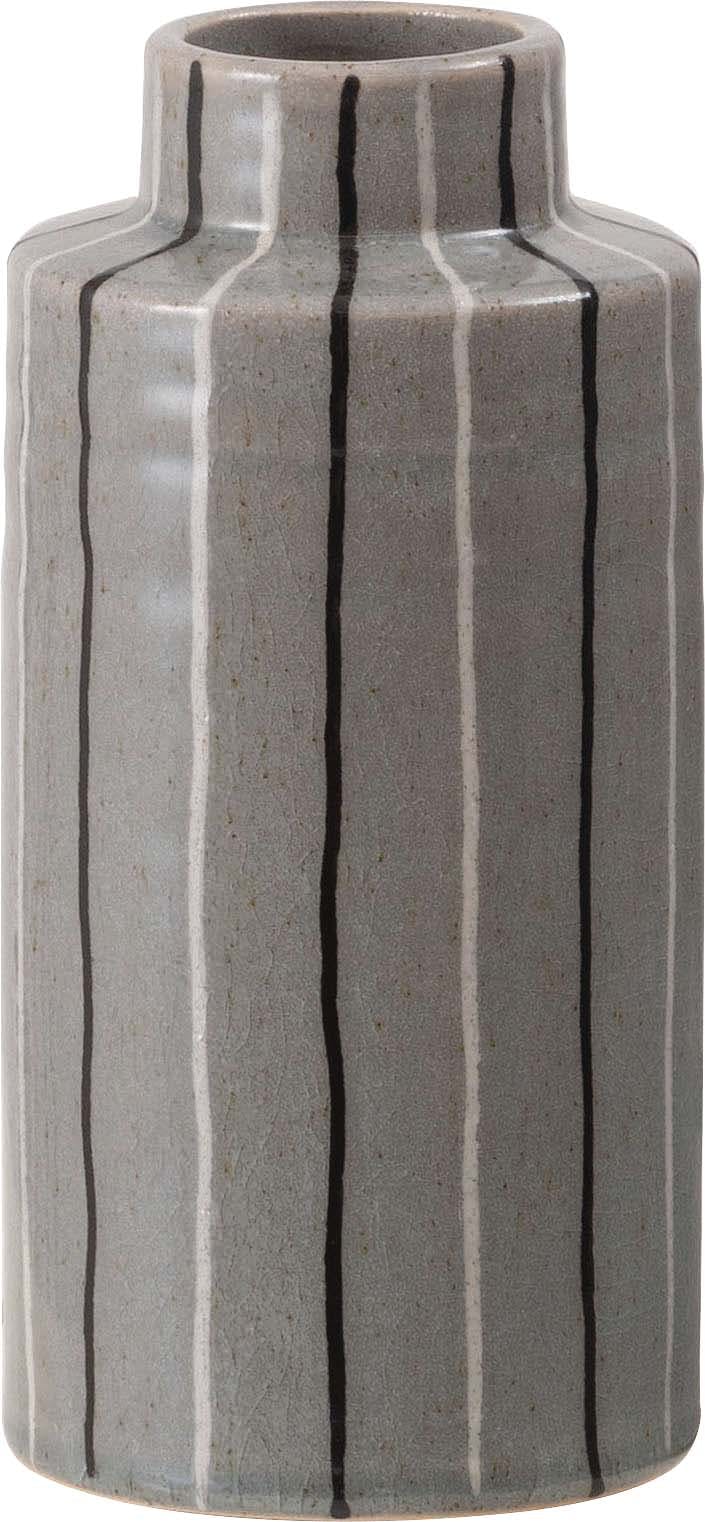 Room Essence フラワーベース W10.5×D10.5×H22 グレー 完成品 花瓶 花びん フラワースタンド 陶器 北欧 シンプル 艶 生花 枝物 グリーン・観葉植物用品