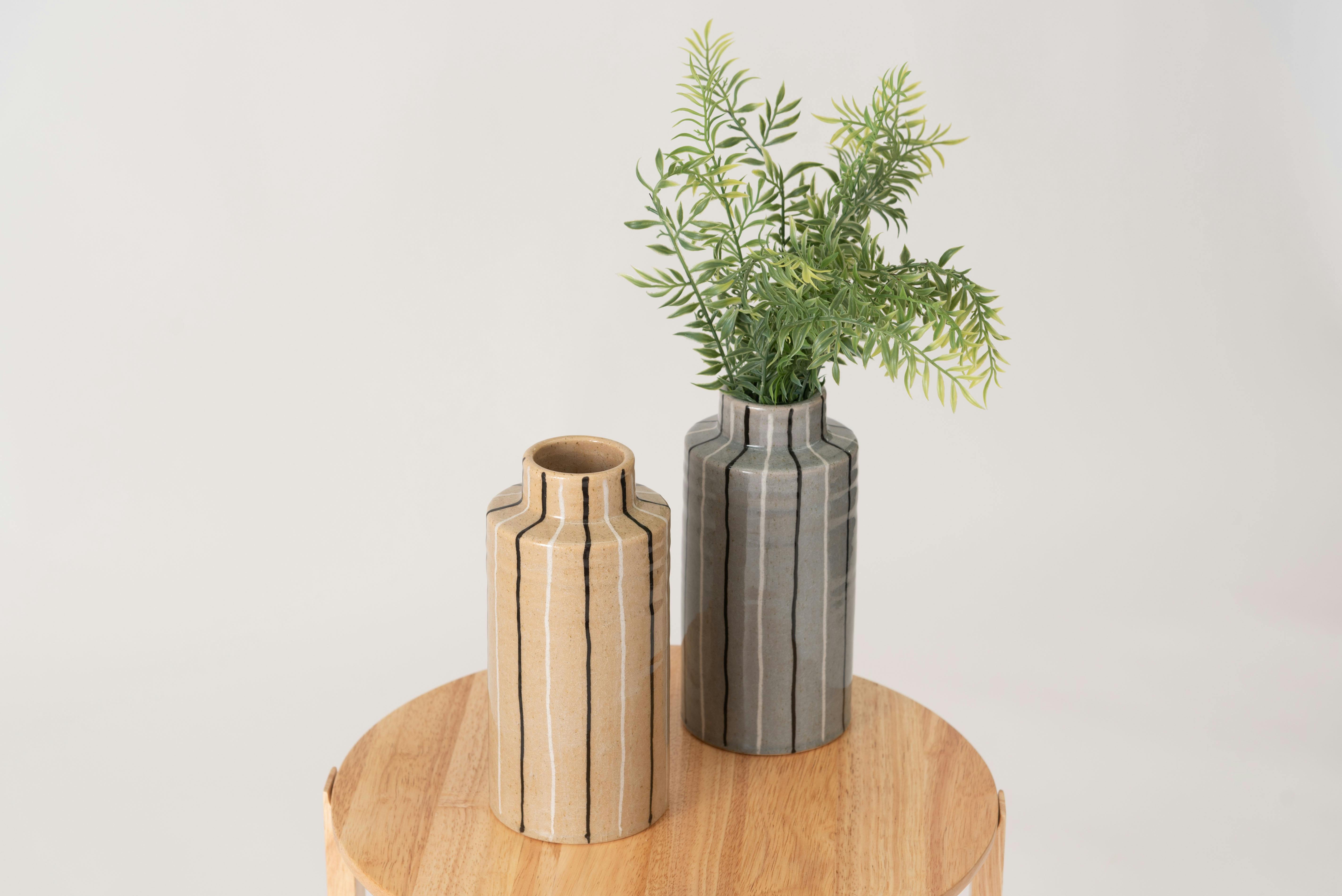 Room Essence フラワーベース W10.5×D10.5×H22 グレー 完成品 花瓶