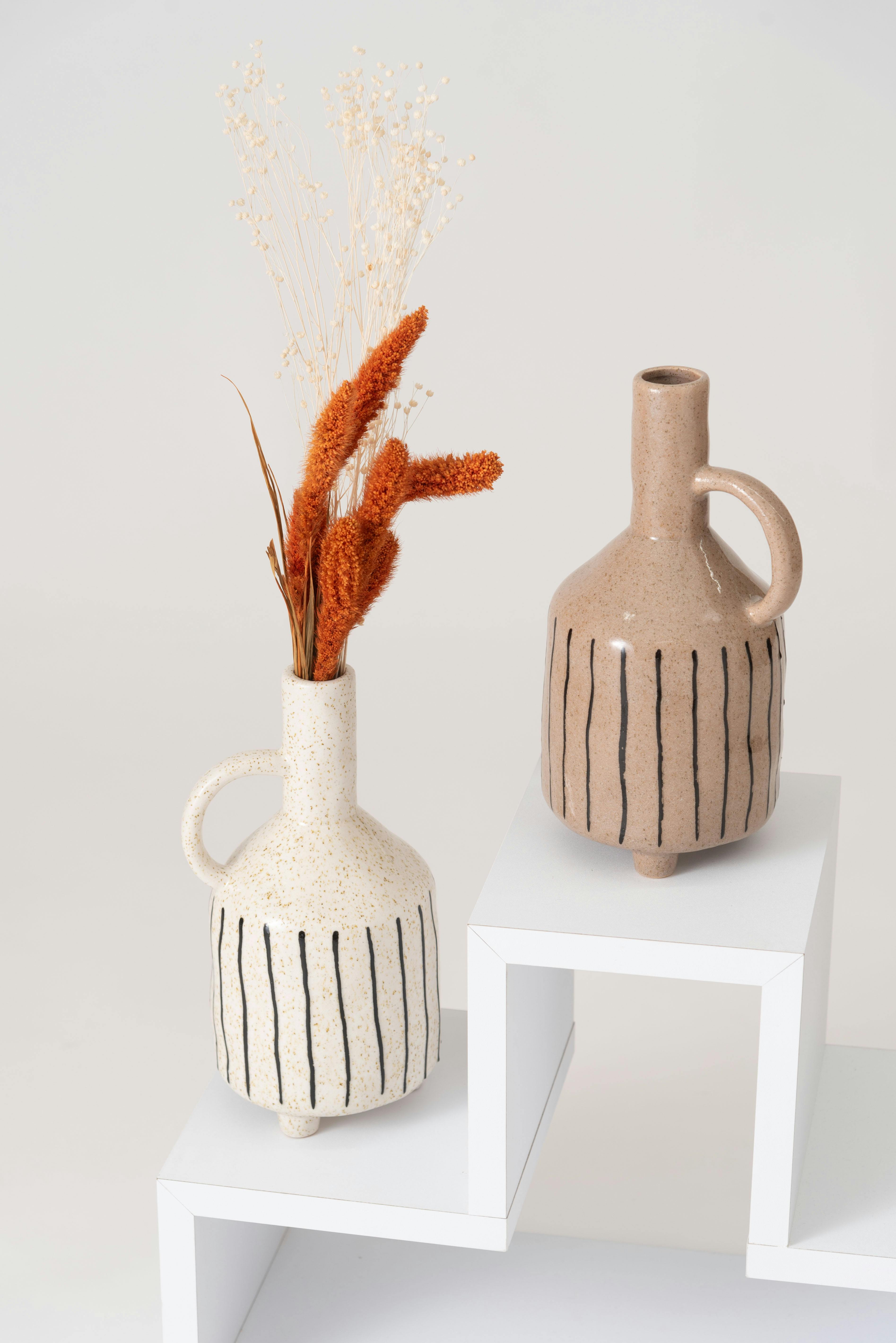 Room Essence フラワーベース W14.5×D13×H27.5 ブラウン 完成品 花瓶